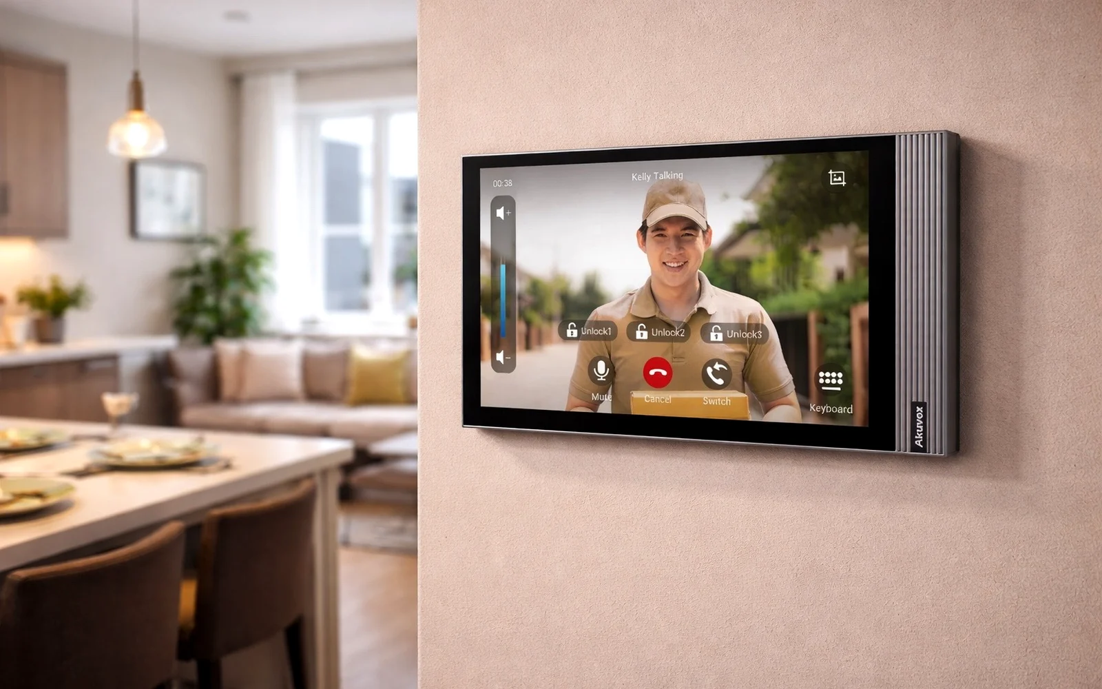 Interior wall-mounted monitor